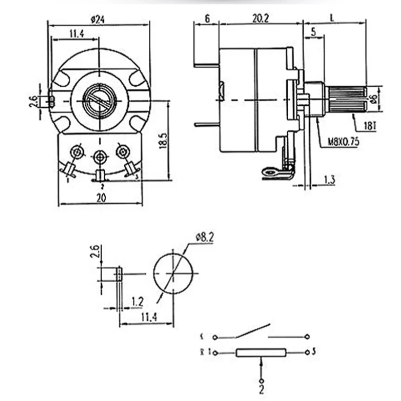 2 Stuks Wh138 WH138-1 Potentiometer Met Schakelaar 5K 10K 20K 50K 100K 250K 500K In Voorraad Groothandel