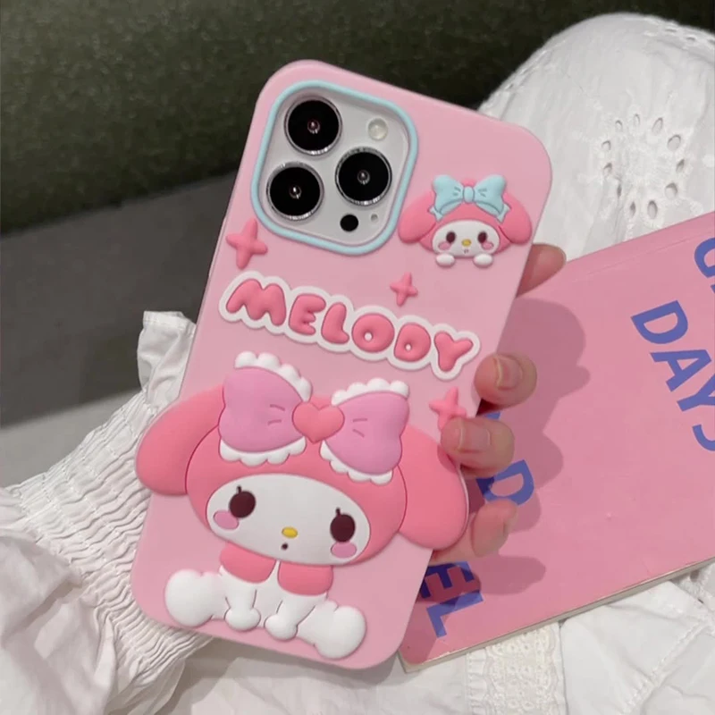 

Kawaii Melody IPhone Case for 15 14 Pro Max Cute Cartoon Phone Case for 16 Pro Max Apple 13 12 Pro Protective Silicone Cover