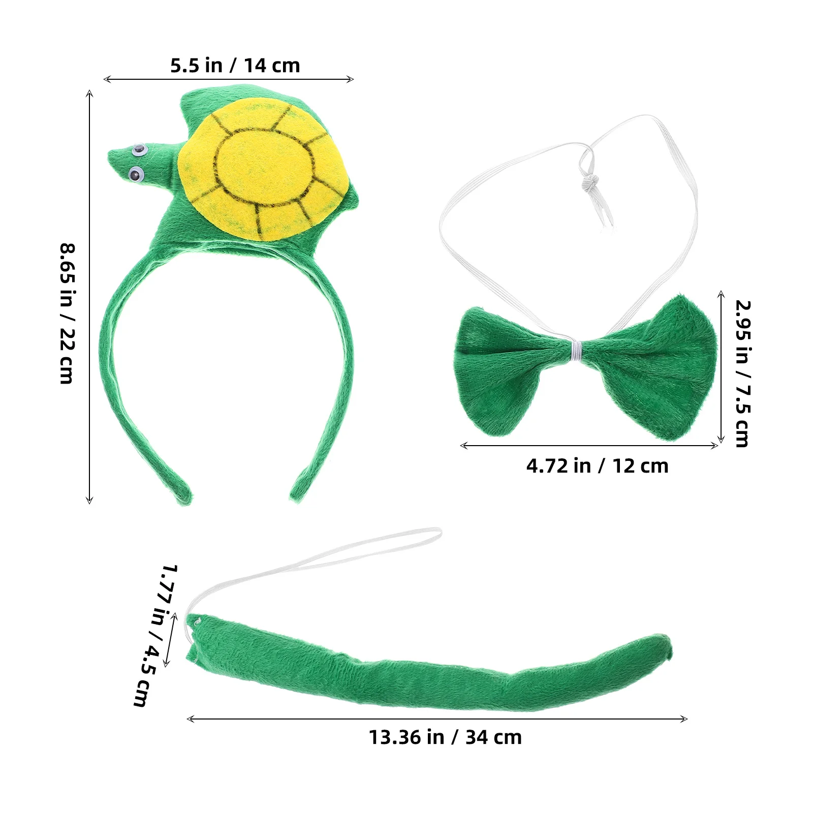 1Set Tortoise Costume Headband Tail Bowtie Soft Comfortable Cosplay Festival Accessory Set Animal Costume