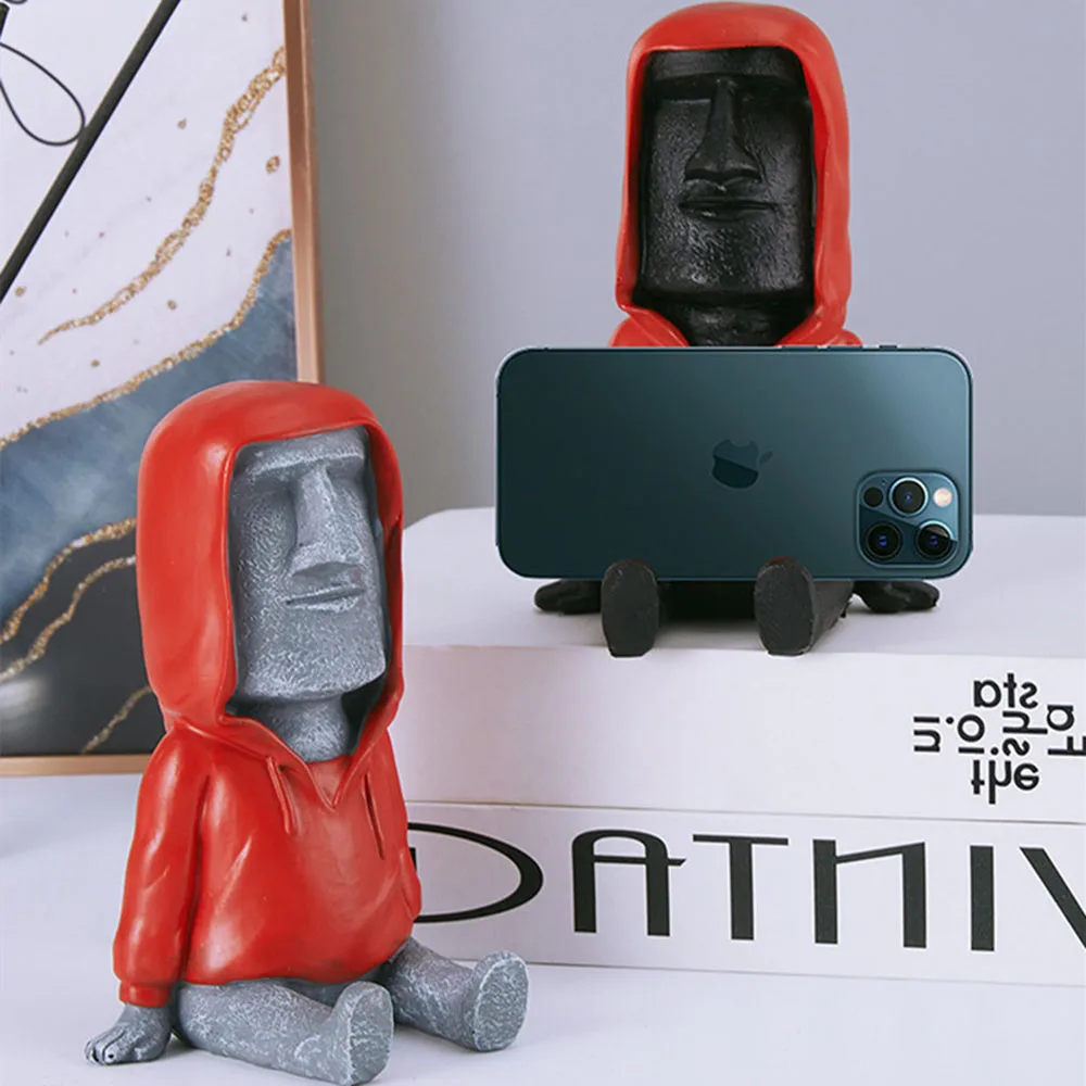 Molde de silicone para escultura moai, kit multifuncional diy para artesanato em cimento, velas e suportes de telefone, moldes retrô de decoração de mesa