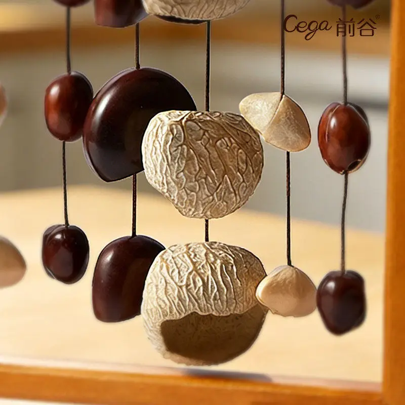 Desktop Nutshell Row Bell Mori Desktop Solid Wood Ornament Hanging Charm Handmade Nutshell