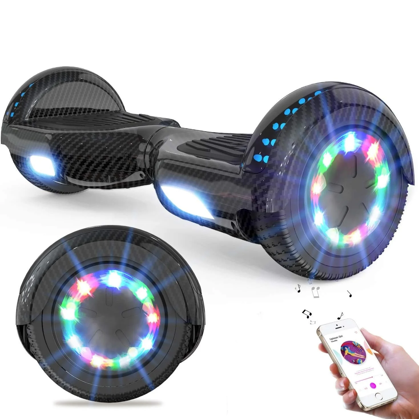 RCB KIDS Hoverboard Tweewielige Zelfbalancerende Scooter 6.5" met Bluetooth Speaker LED Verlichting Rijd-op Speelgoed Cadeau voor Kinderen & Volwassenen
