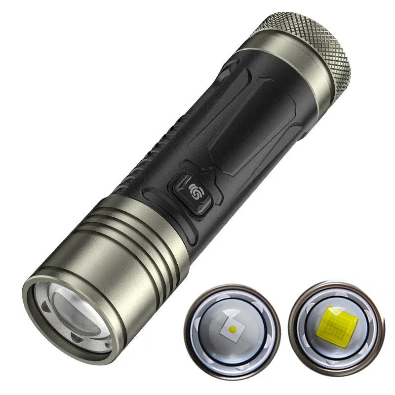 P360/White Laser Flashlight Super Bright LED Light 26650 Type-C Rechargeable Torch 1000LM with Power Indicator Output Interface