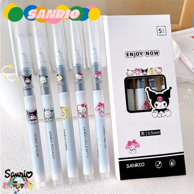 Sanrio animation pen cute kuromi quick-drying ballpoint pen students learn to write smooth black pen cartoon office supplies