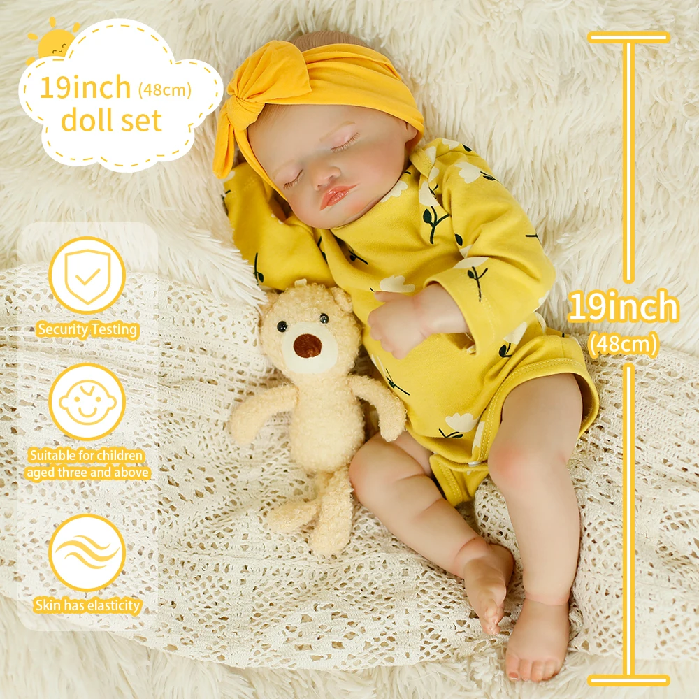 

19-дюймовые полностью силиконовые виниловые куклы для сна для новорожденных девочек, розали, куклы реборн, 3D рисунок кожи с видимыми венами, игрушка BebeToy, подарок