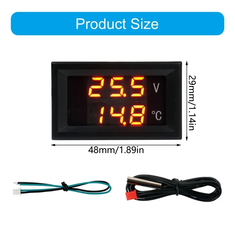 Electronic Reading Meter for Voltage and Temperature Viewing, LED Digital Display DC4-28V Voltmeter -40-120℃ Thermometers best