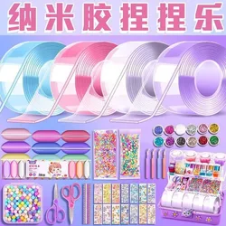 PET Nano Glue Kneading Music Blowing Bubble Full Set of Nano Tape Double-sided Paste Blowing Bubble Decompression Toys Sticker