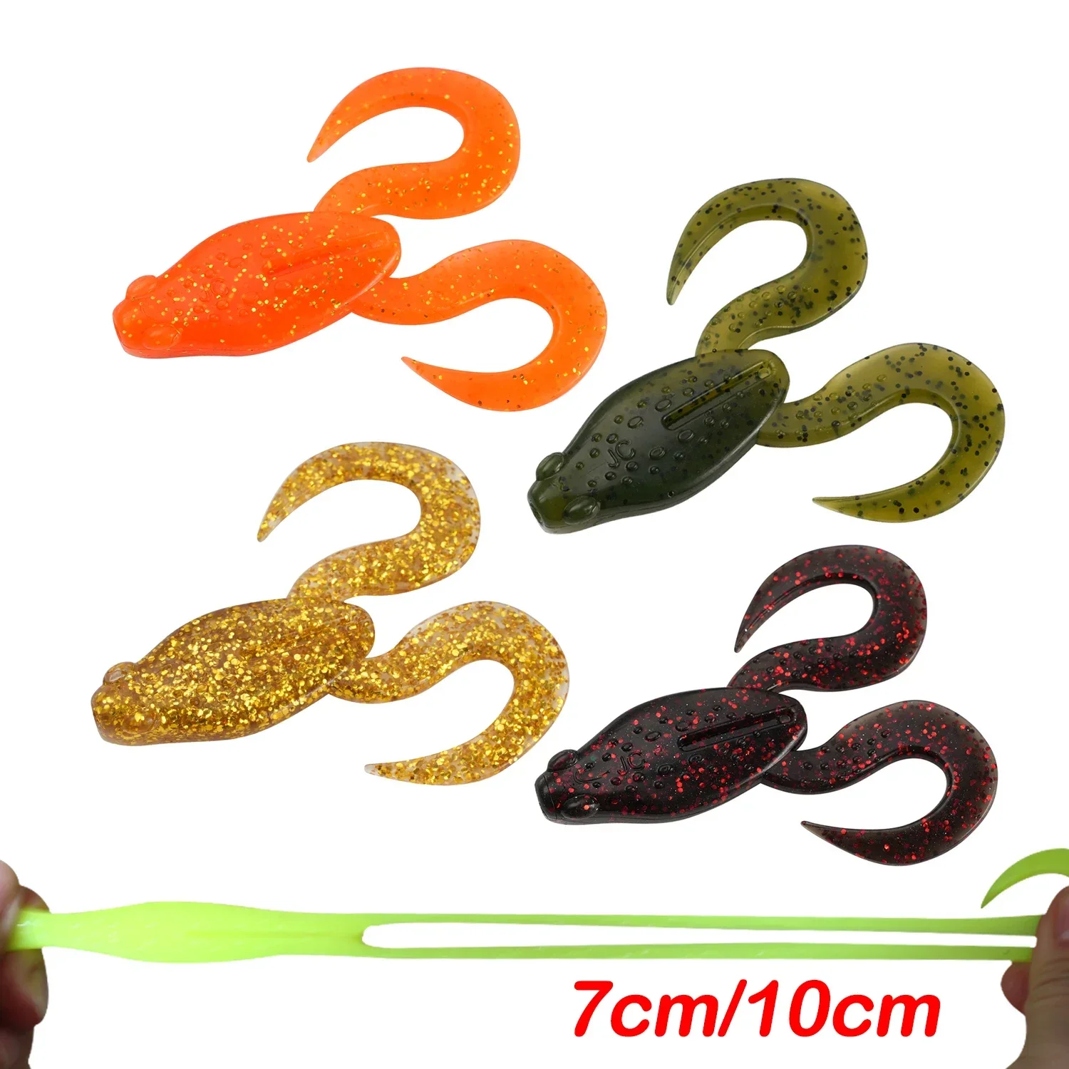 

JOHNCOO 7cm 4pcs/10cm 3pcs TPR Soft Bait 8.5g/15.3g Fishing Frog Lure Floating Freshwater Frog Soft Baits Peche