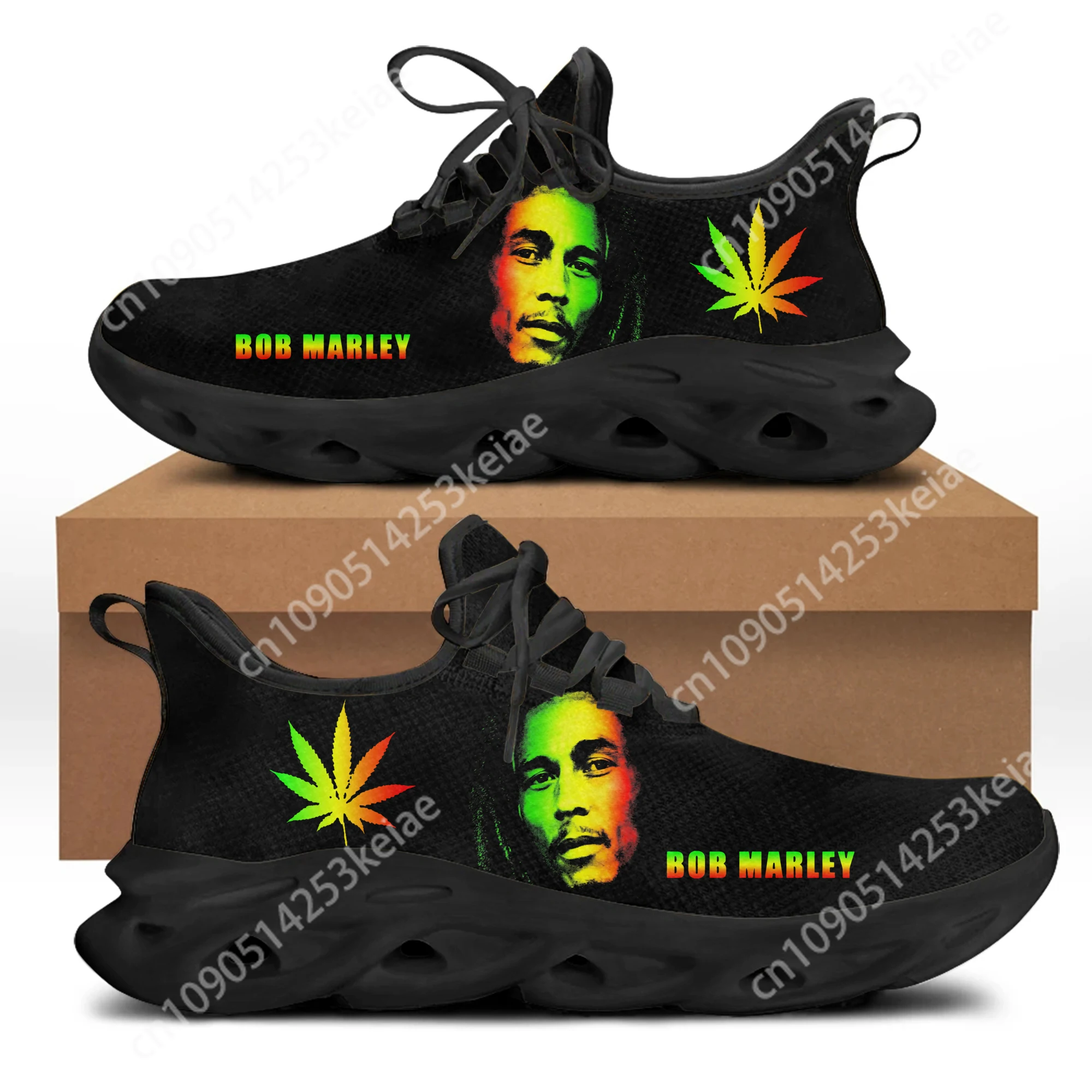 Bob Marley Reggae Rasta Music Singer Flats Sneakers Mens Womens Sports Running Shoes High Quality DIY Sneaker Custom Made Shoe