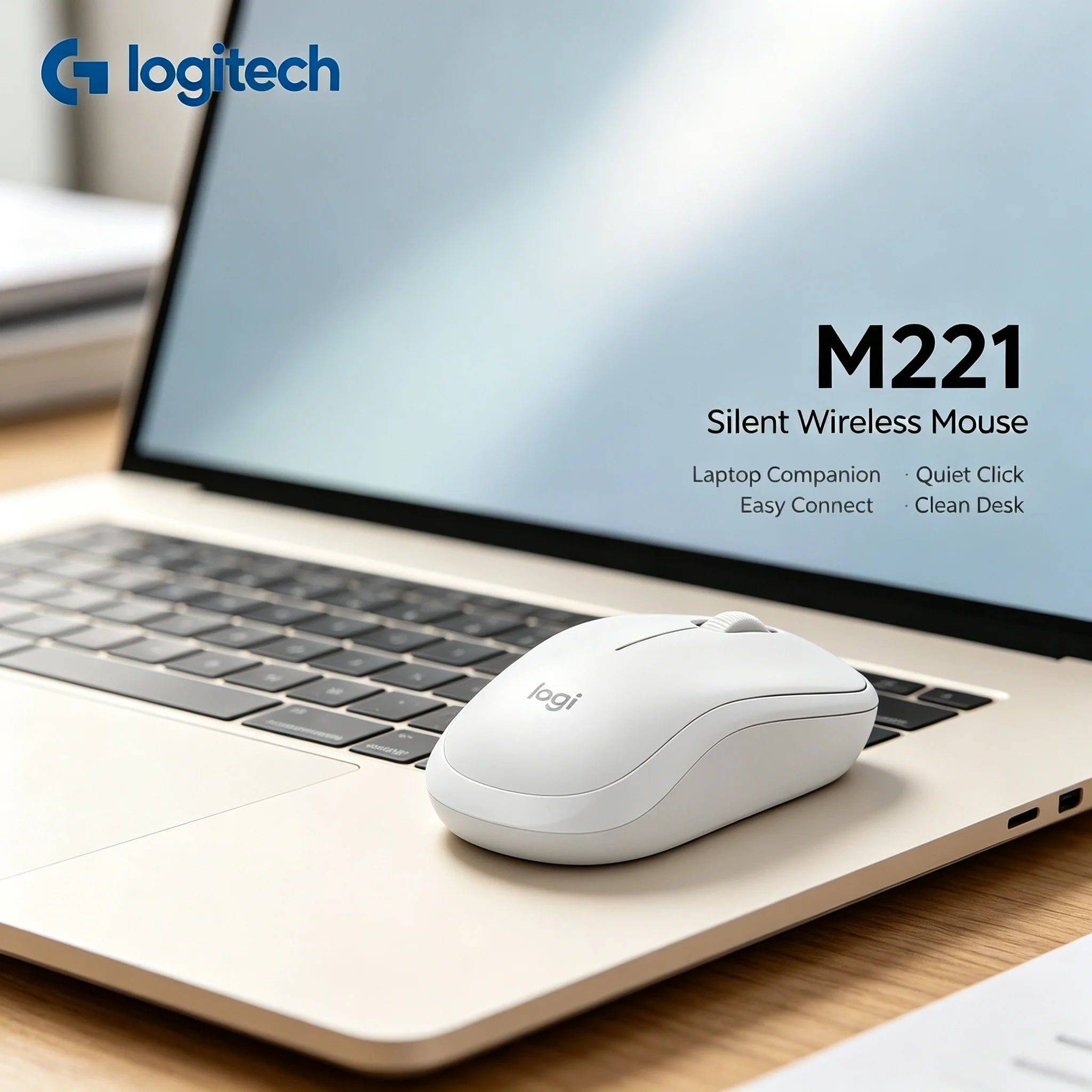 Logitech M221 Silent Wireless Optical Mouse Quiet Operation Mice For Library Office Night Time Computer Use