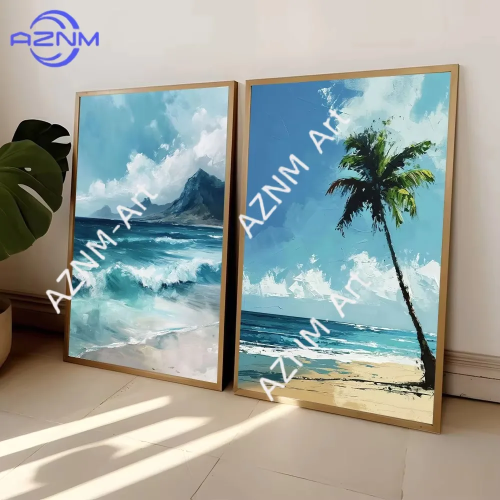 1/2pcs   Print Wall Art Picture Living Room Decor Sea Beach Poster Ocean Ship Boat
