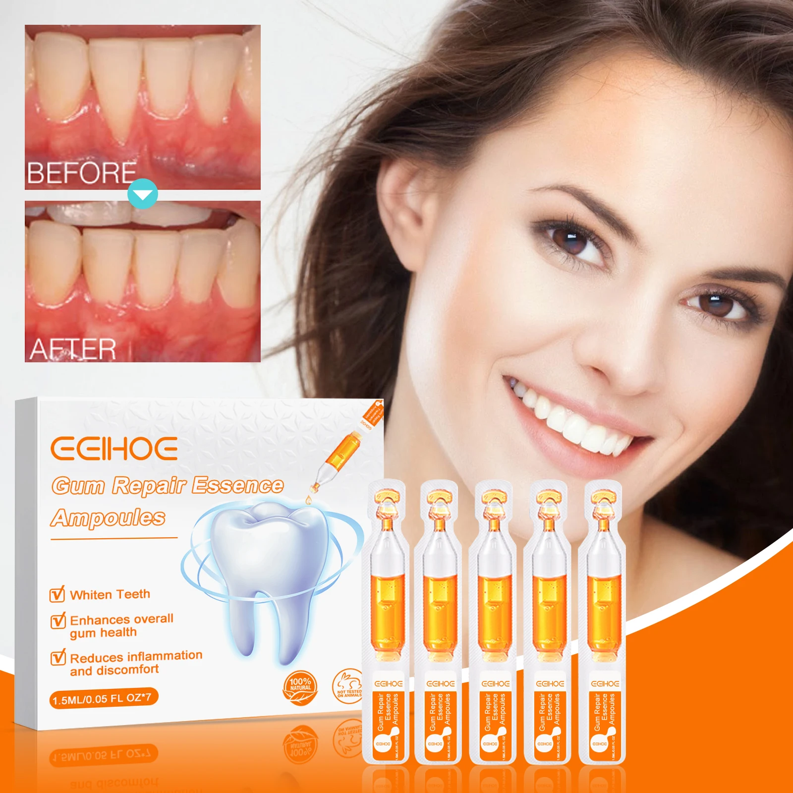 EELHOE Gum Repair Essence очищает зубы и защищает десны, чтобы снизить чувствительность к десен. Ремонтные капли веганского ухода за полостью рта