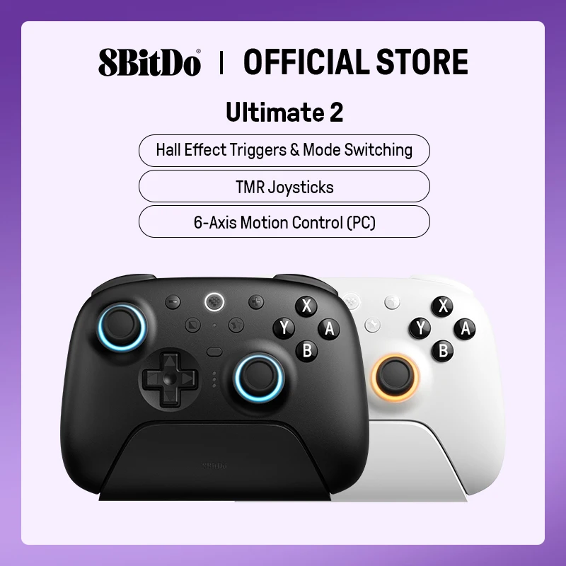8BitDo Ultimate 2 Bluetooth Gaming Controller for Switch 2,1& Windows PC with TMR Joysticks, Switchable Triggers, Motion Control