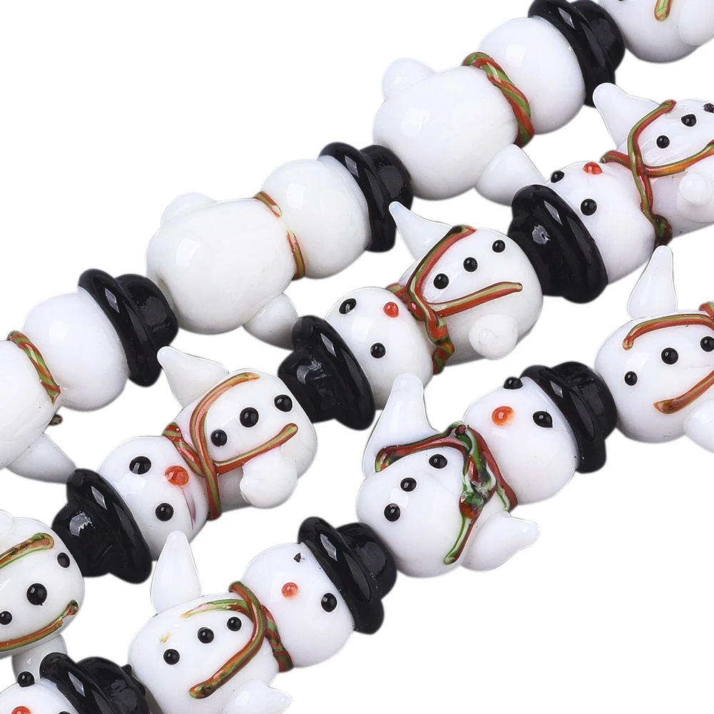 

About 20pcs/Strand Handmade Lampwork Beads Strands Snowman Shape for Christmas Applicated in Making Bracelet Earring Jewelry