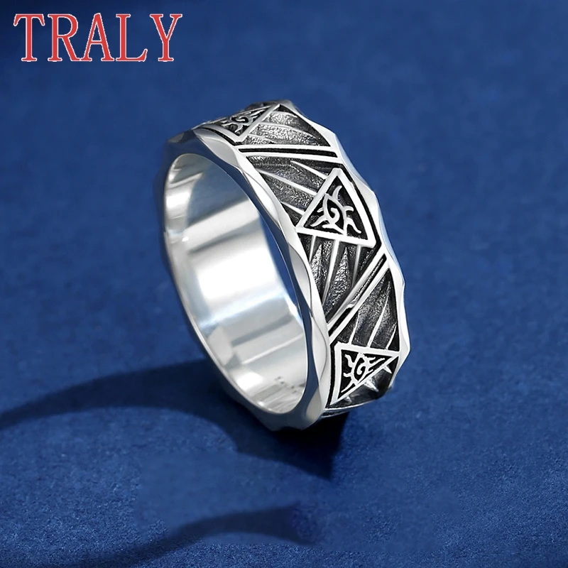 925 Sterling Silver Luxury Ring for Men Hip Hop Bands White Gold Colour Hight Quality Couples Party Jewelry Gift