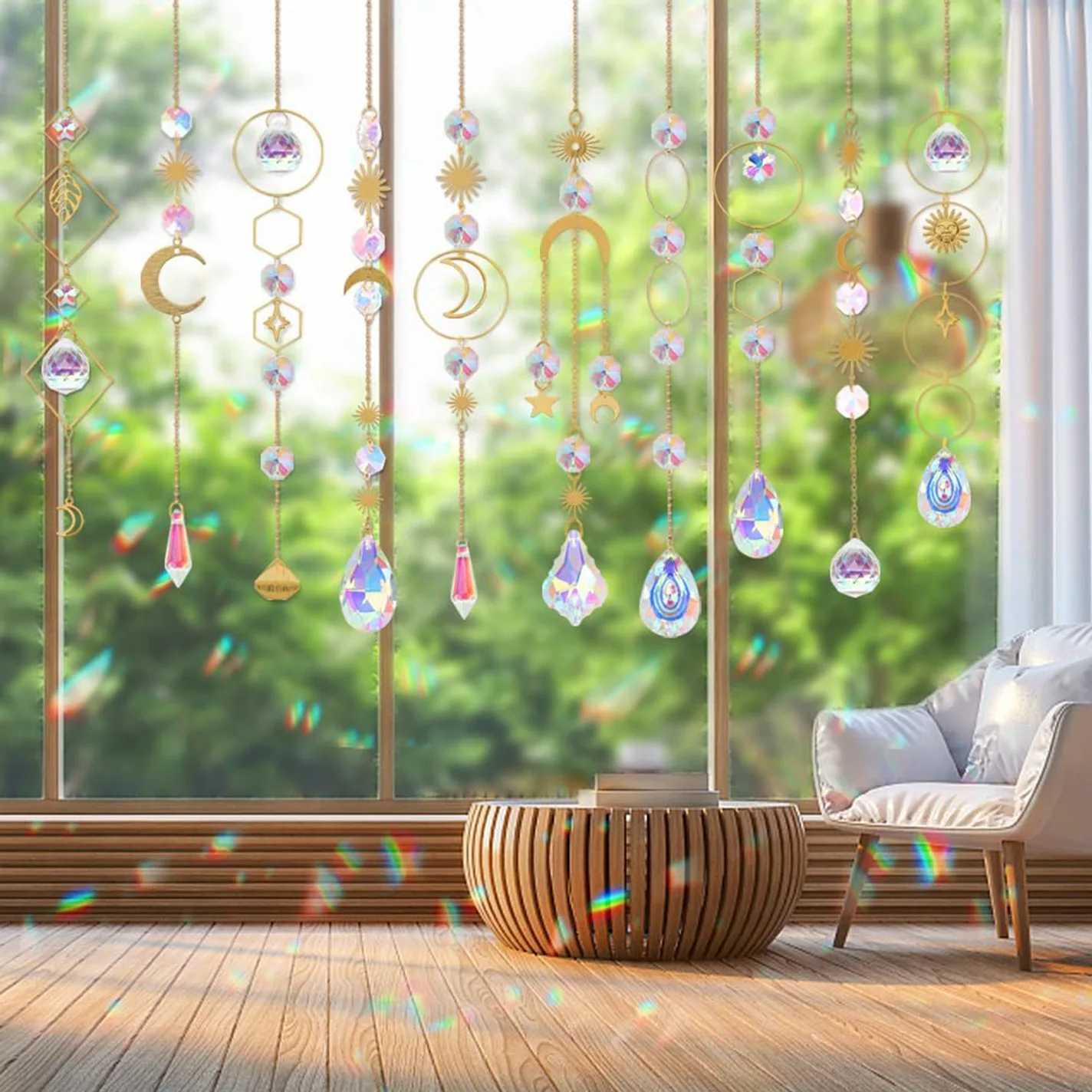 DIY Suncatcher Making Kits 200Pcs Craft Supplies for DIY Home Decors Sun Catchers Hanging Pendant Rainbow Maker Window Hanging