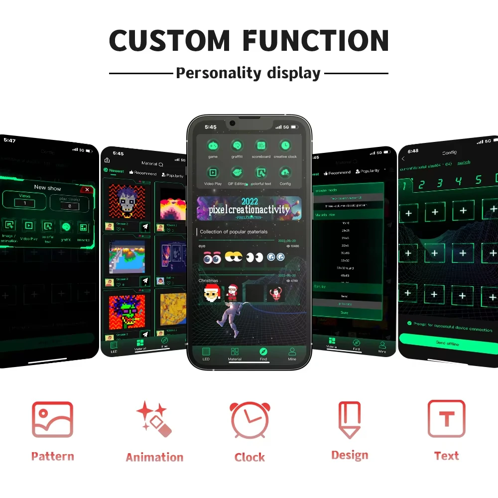 แผงเมทริกซ์ LED แบบตั้งโปรแกรมได้โฆษณาเลื่อนแบบยืดหยุ่นป้าย LED บลูทูธ App ควบคุมป้าย LED สําหรับ Car Party Shop Store