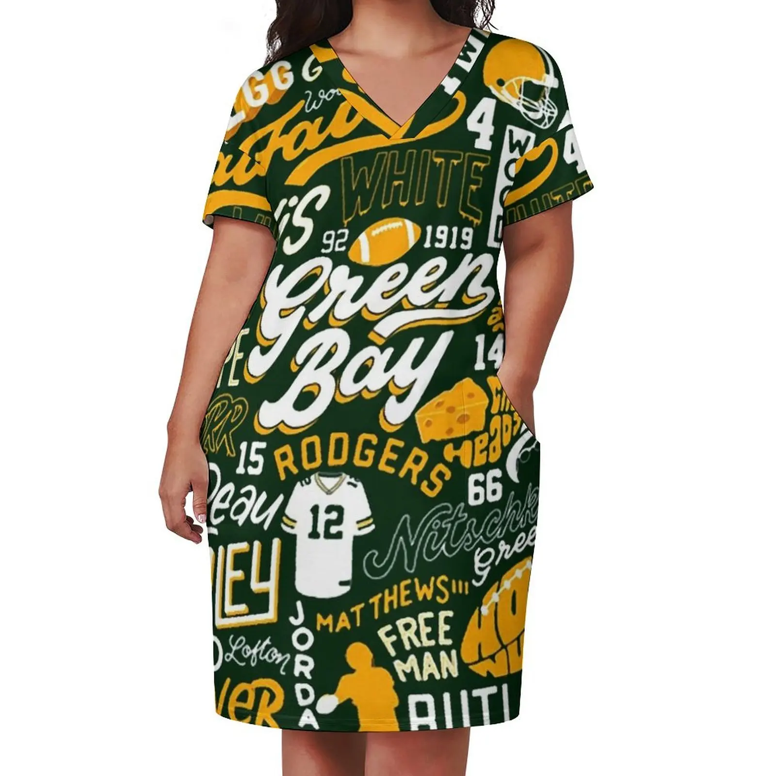 Green Bay Football Team Legend Typography Loose Pocket Dress summer clothes prom dresses