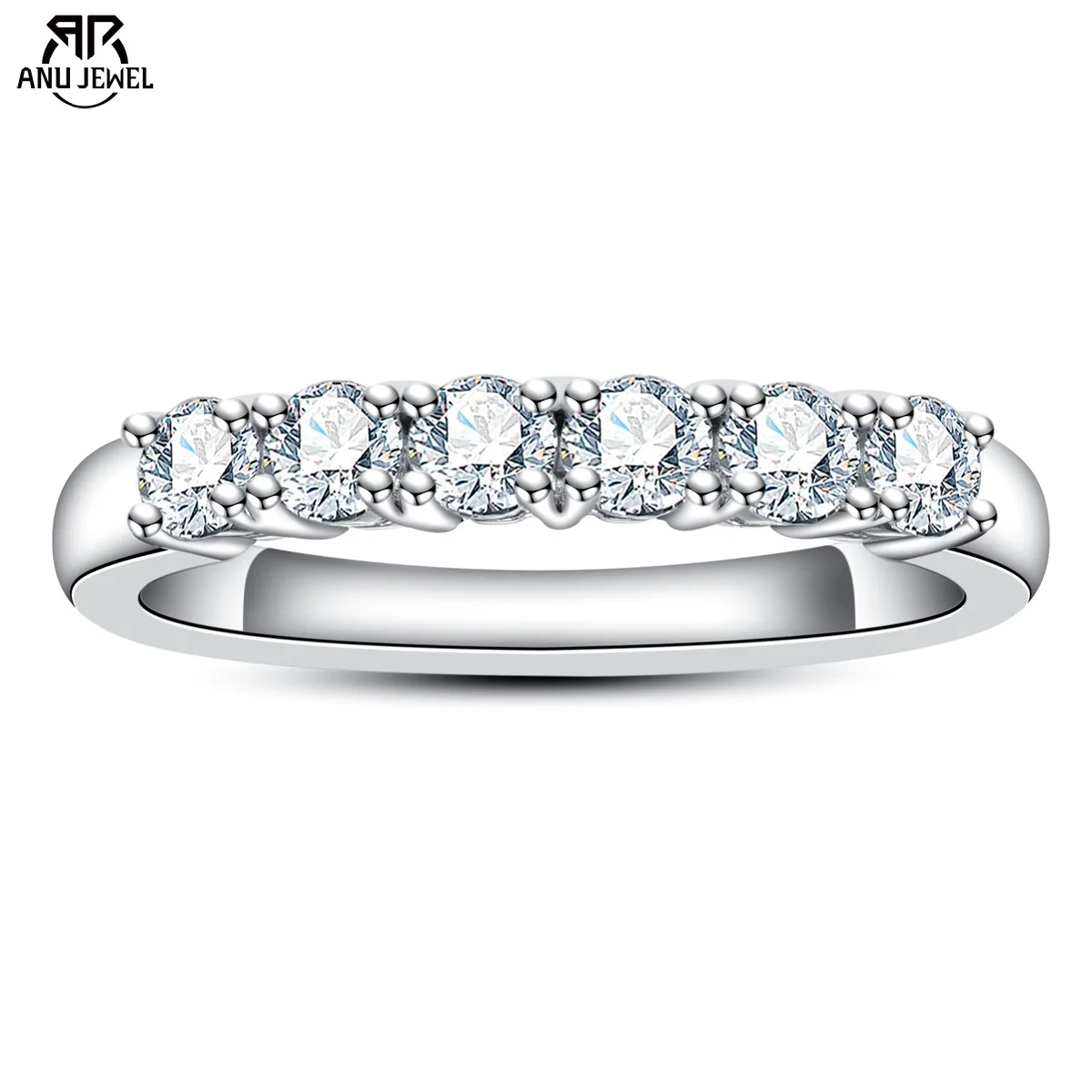 

AnuJewel 3mm 0.6cttw D Color Moissanite Wedding Band Ring 925 Sterling Silver 18K Gold Plated Engagament Rings Gifts Wholesale