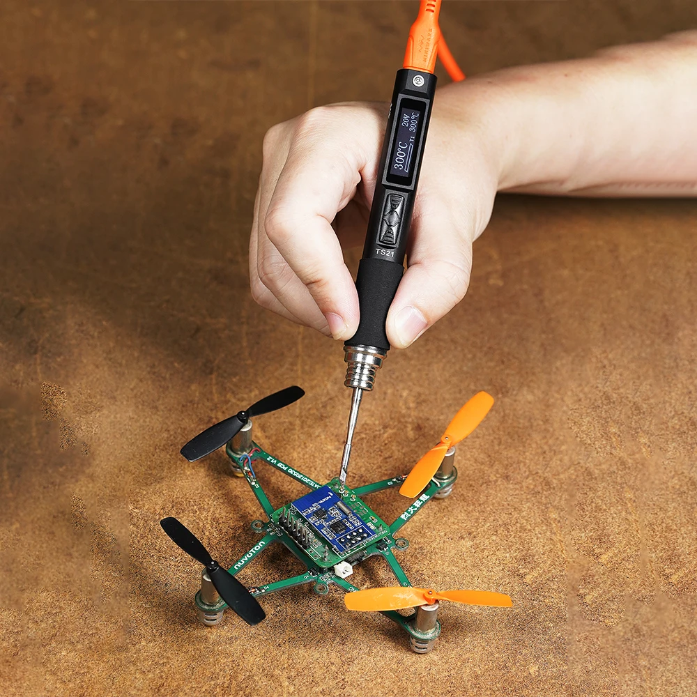 MINIWARE TS21 Precision Soldering Iron Adjustable Temperature PD100W 100-450℃ Welding Solder Rework Station Portable Repair Tool