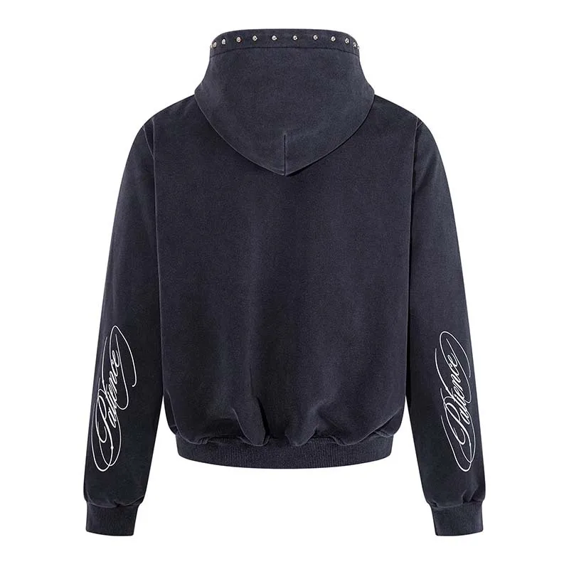 Vintage Rivet Style Casual Sweatshirts Harakuju Streetwear black Pullover Hoodies For Male