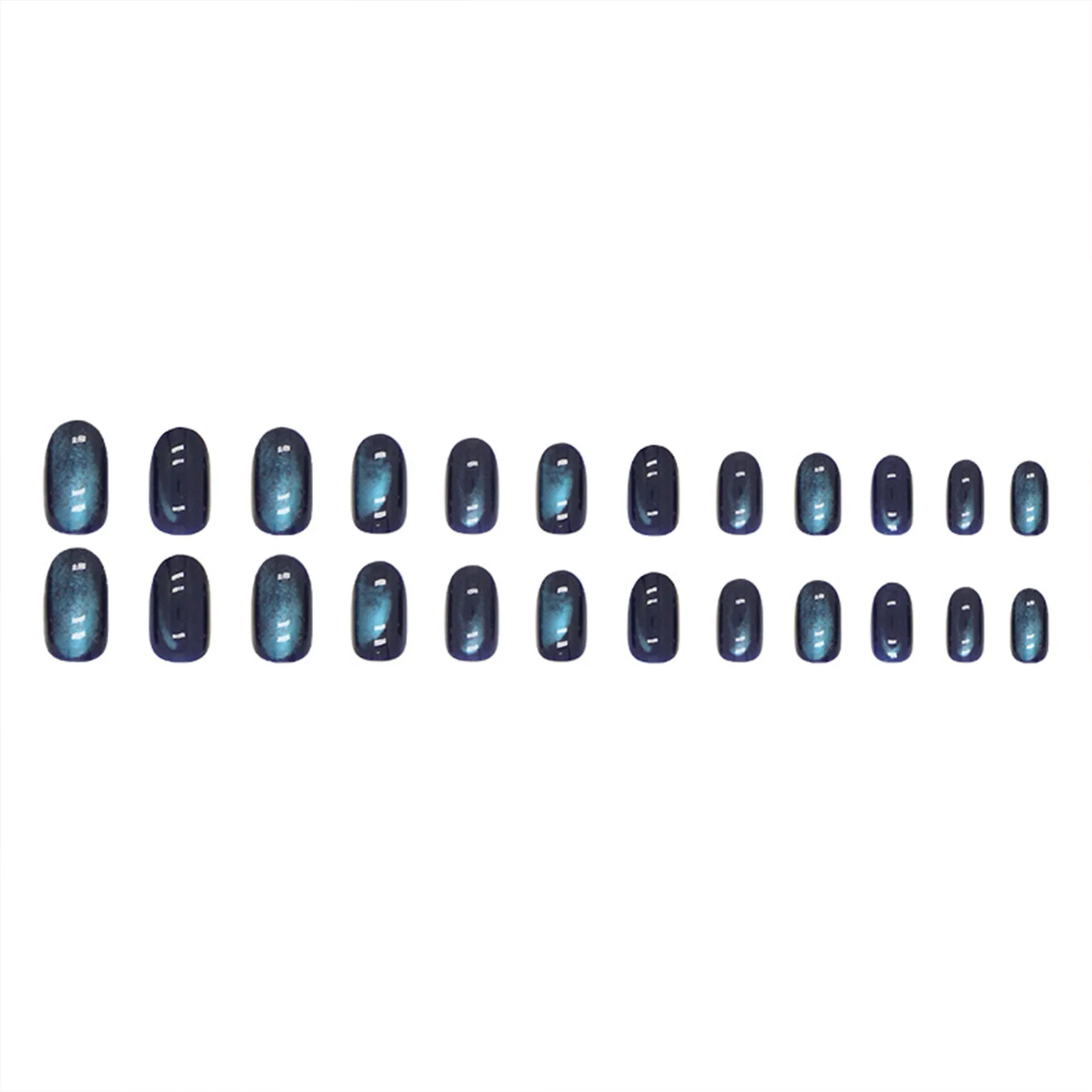 Sweety Glitter Blue Oval Shape False Manicure Natural Unbreakable Nail Simple Wear for Hot Girl Dress Matching