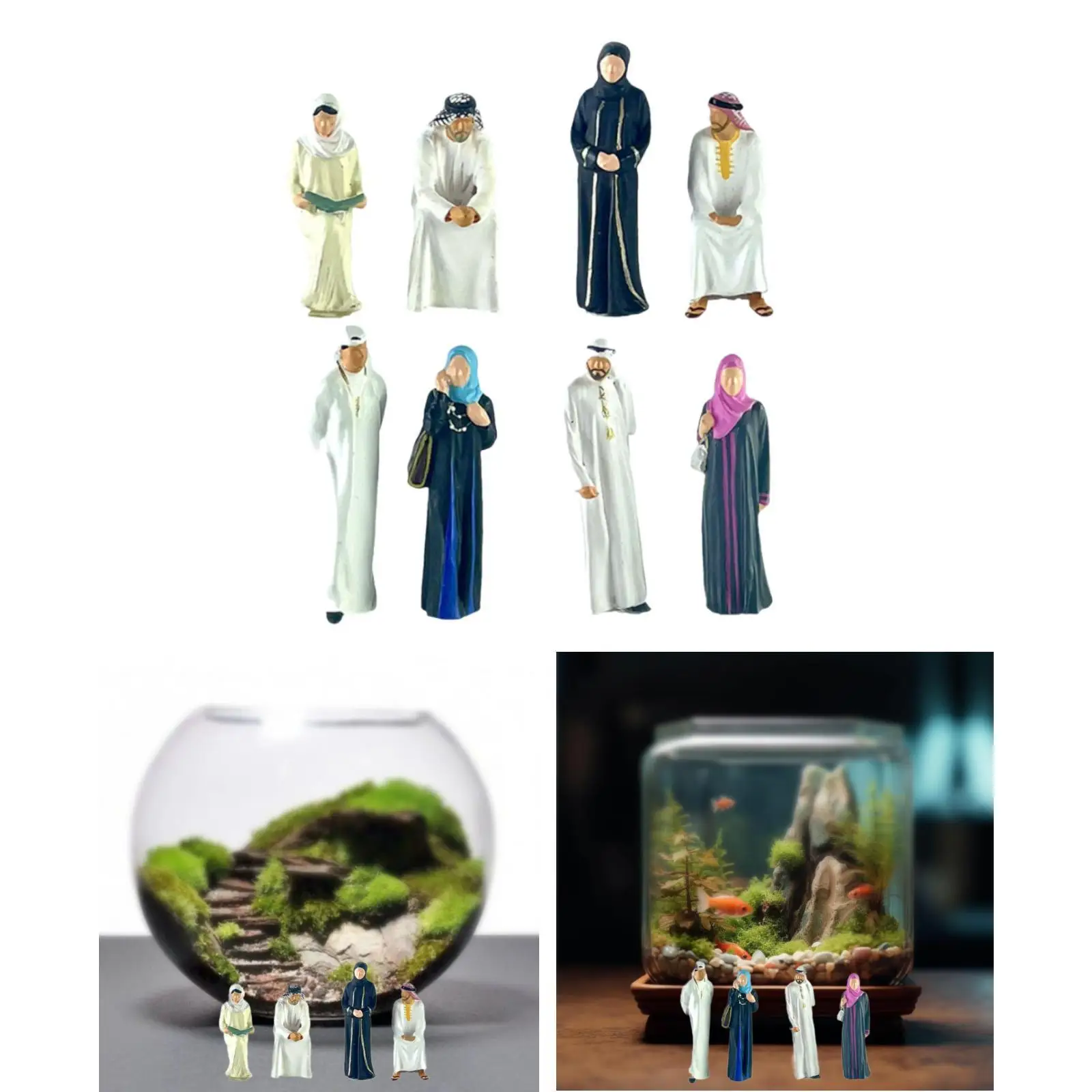 

4pcs 1/64 Human Figures, Miniature Diorama Figures, Desk Decoration, Painted Collection, Tiny Human Models for Micro Landscapes