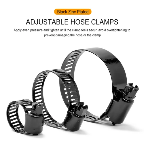 Imagen 2 del producto JUIDINTO 1 ~ 5 uds Clips de manguera ajustables abrazadera de tubo de acero inoxidable negro 6 ~ 216mm abrazaderas de manguera de engranaje helicoidal para tuberías de Gas de agua
