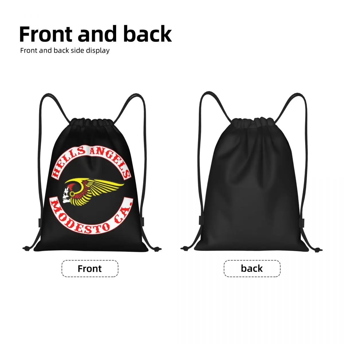 Hells Angels Logo Drawstring Backpack Sports Gym Bag for Men Women Motorcycle Club Training Sackpack