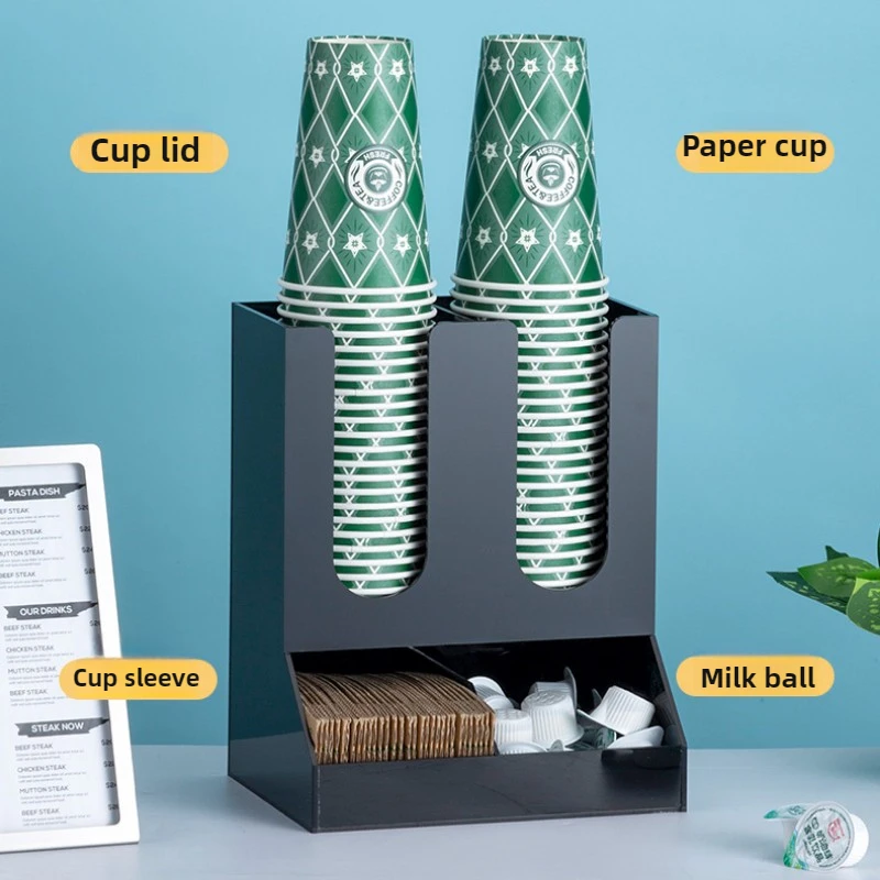 Plastic Paper Cup Organizer  Curved Edge Cup Dispenser for Restaurants Multi-Slot Coffee Bar Storage Rack