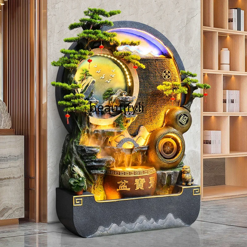 

A57 Water curtain wall fountain circulating water floor ornament Chinese landscape decoration entrance office