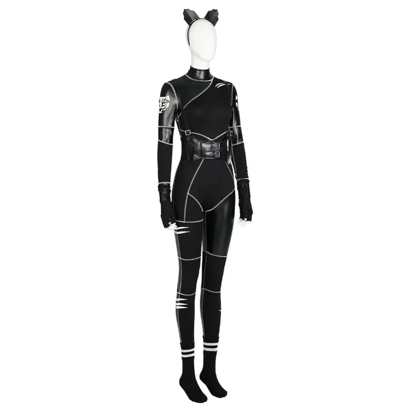 Wednesday Addams Black Cat Jumpsuit Cosplay Costume Headband Outfits Halloween Carnival Party Suit For Girls Women OI440