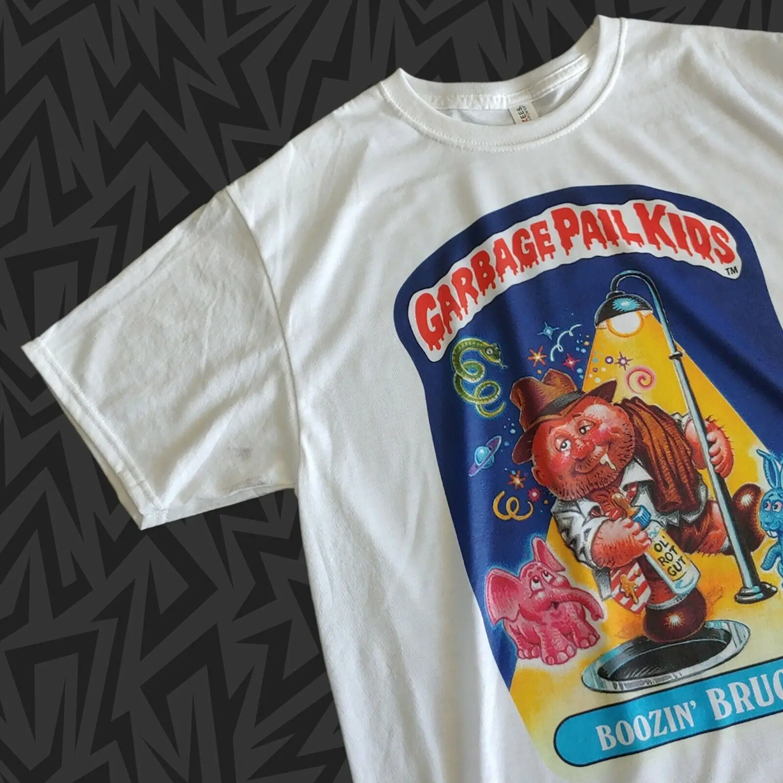 

New GARBAGE PAIL KIDS T-Shirt BOOZIN' BRUCE Series 1 9a GPK booze drunk S - 2XL