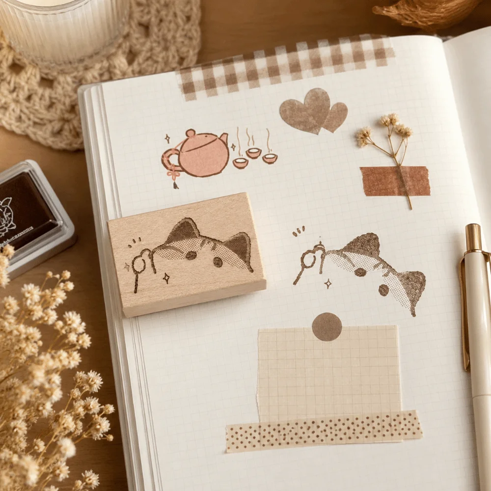 Bread-shaped Rubber Stamp Cartoon Design Solid Wooden Grip Wooden Rubber Stamp Soft Rubber Lightweight Mini Size Decorative Seal