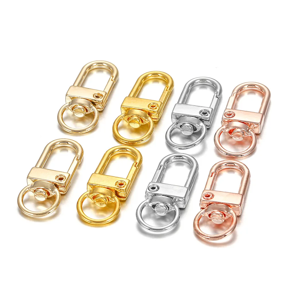 20pcs Silver Color Carabiner Clasp Key Chain Rotating Keyrings Metal Lobster Clasps Hooks for DIY Key Chain Bags Accessories ﻿