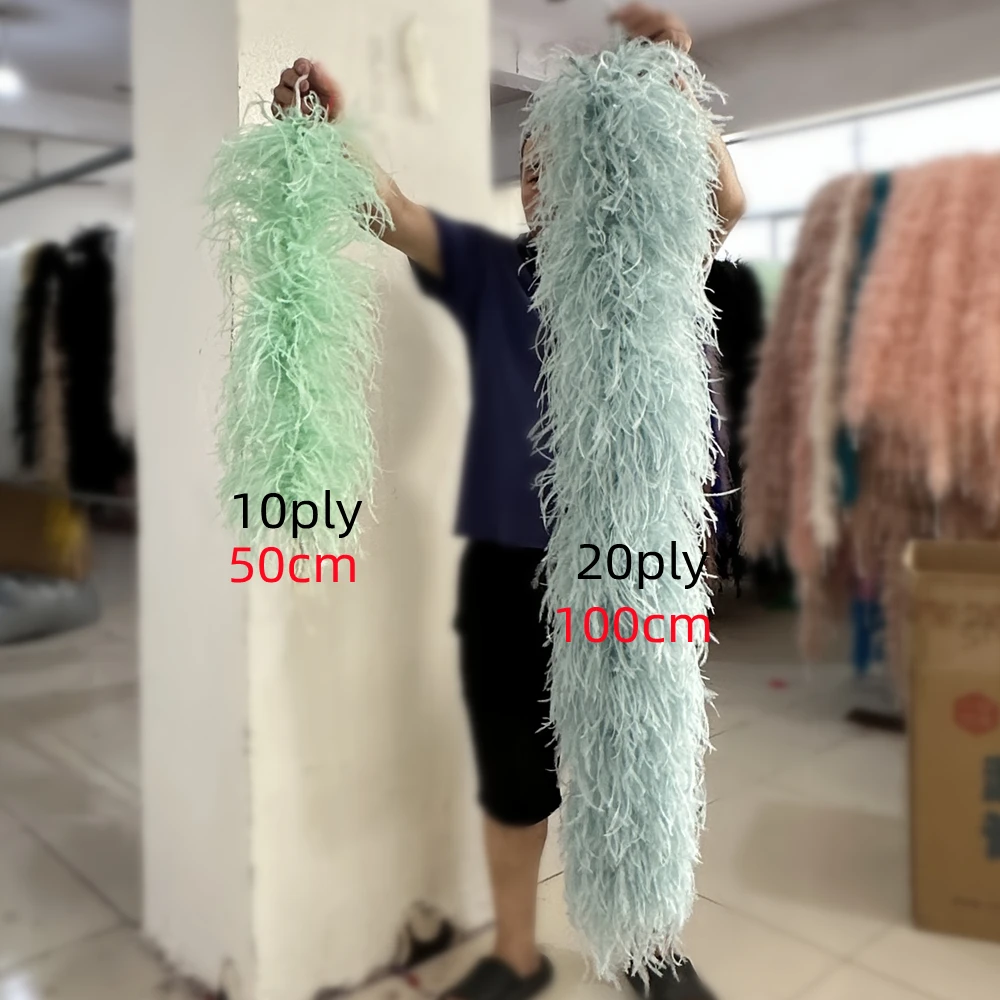 

50CM Decorative Ostrich feather boa 2 6 8 10 20PLY Customized for Party Clothing Dress Top Cuffs Crafts Ostrich Plumes Shawl