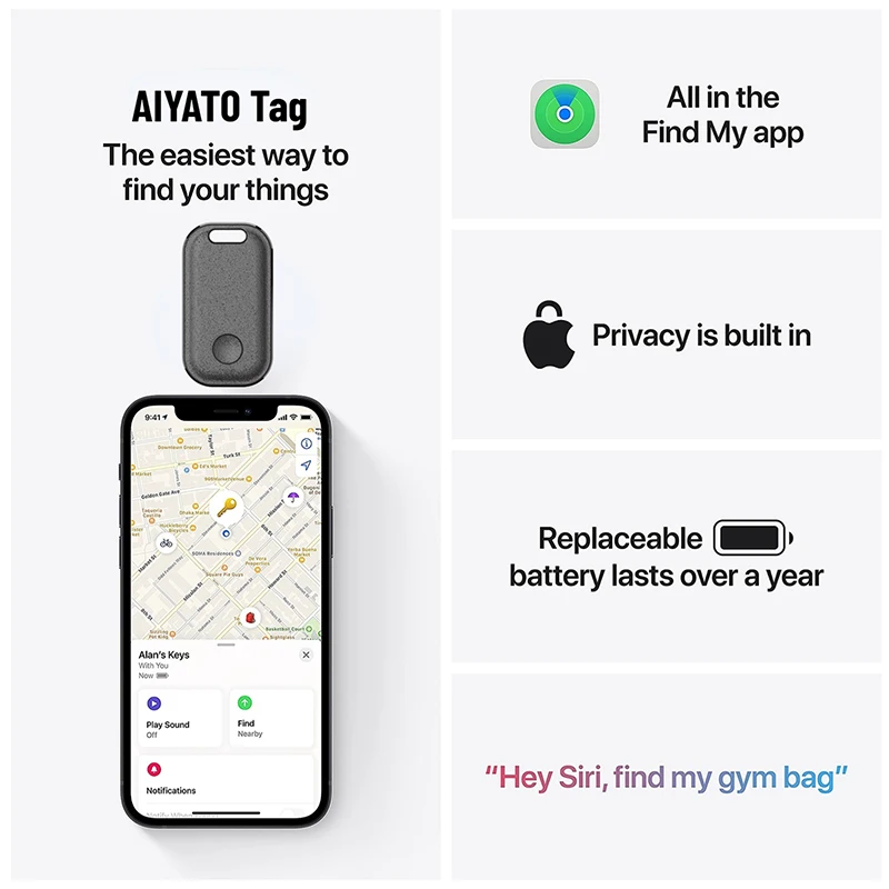 Bluetooth GPS Tracker for Air Tag Replacement Via Apple Find My to Locate Bag Bottle Card Wallet Bike Keys Finder MFI Smart ITag