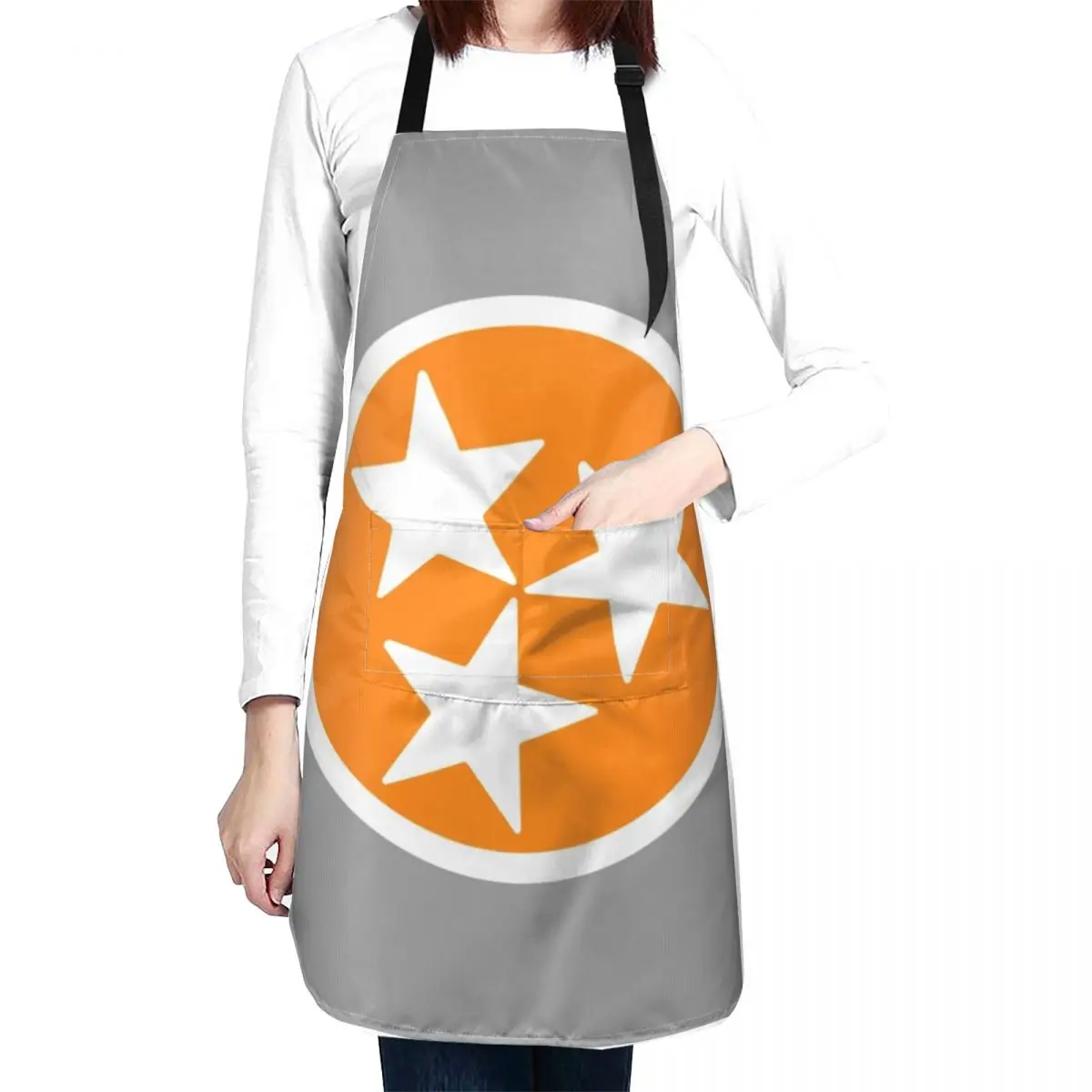 Orange & White Tri-Star Apron For Hairdresser Funny Teacher Apron