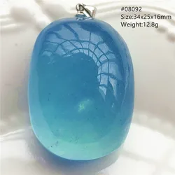 Natural Blue Aquamarine Oval Pendant Jewelry For Women Men Dark Aquamarine Necklace Fashion  Brazil AAAAAA
