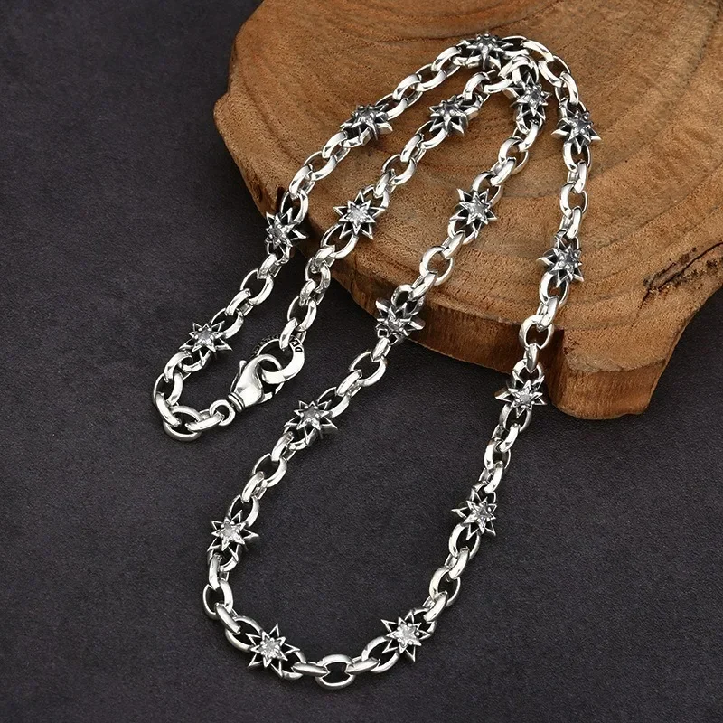 Vintage Exquisitely Carved Pentagram Necklace, Chinese Trend Punk Rock Hip Hop Unisex Handmade Bold Statement Jewelry