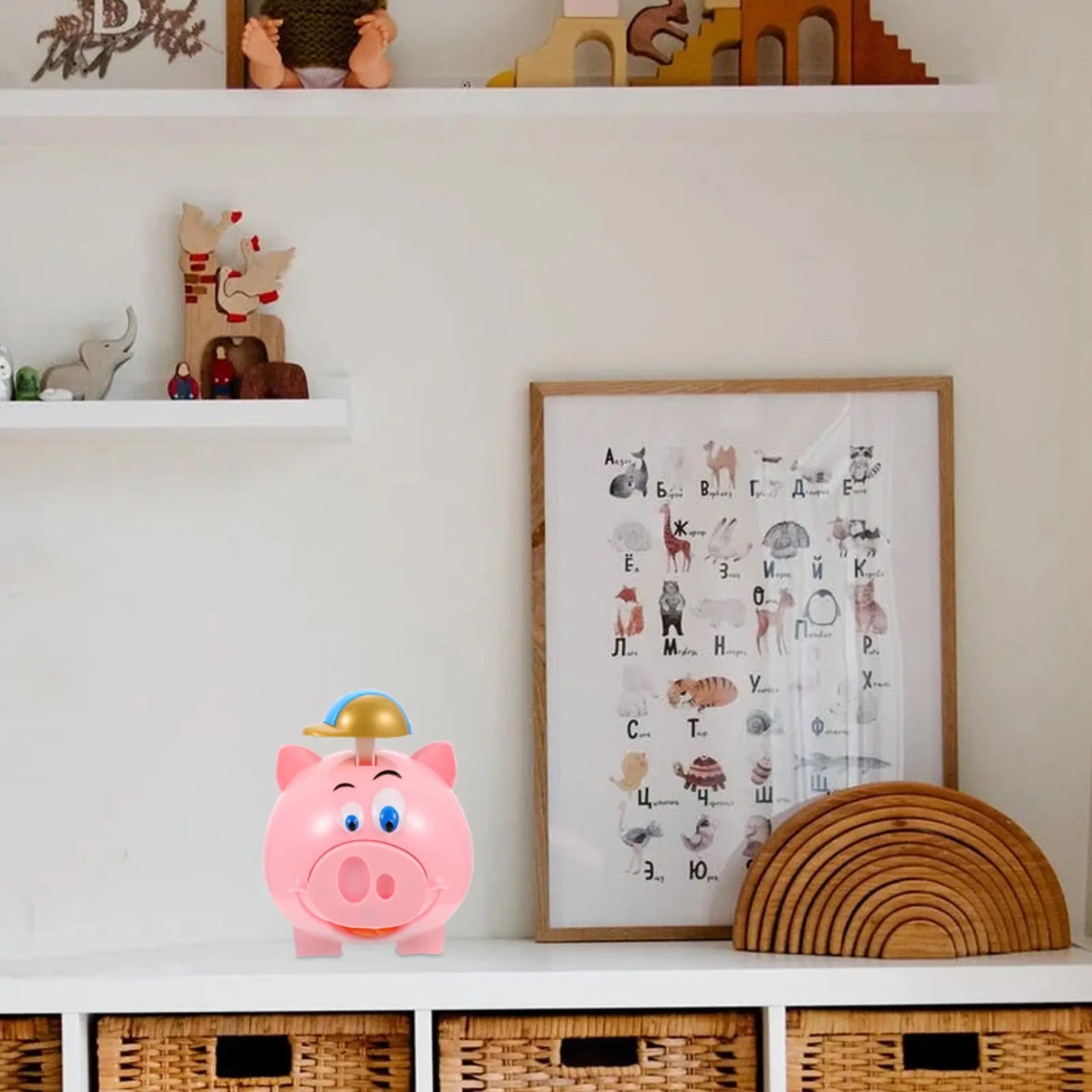 

Lovely Pig Piggy Bank Cartoon Saving Container for Kids Knock Game Money Organizer Visual Color Perception Development Birthday