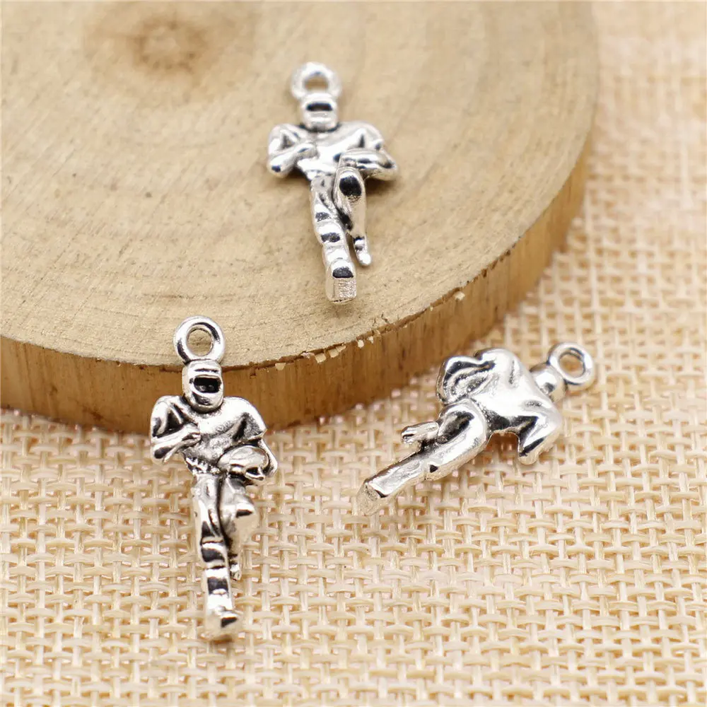 Accesories Football Player Charms Supplies For Jewelry 22x13mm 10pcs