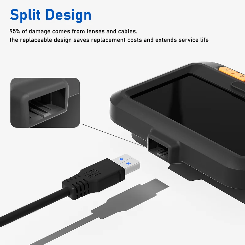 Periscopio portatile da 4,3'' Doppia fotocamera 8mm 1080P HD Design diviso IP67 Endoscopio industriale per ispezione di tubazioni di motori per auto fognature