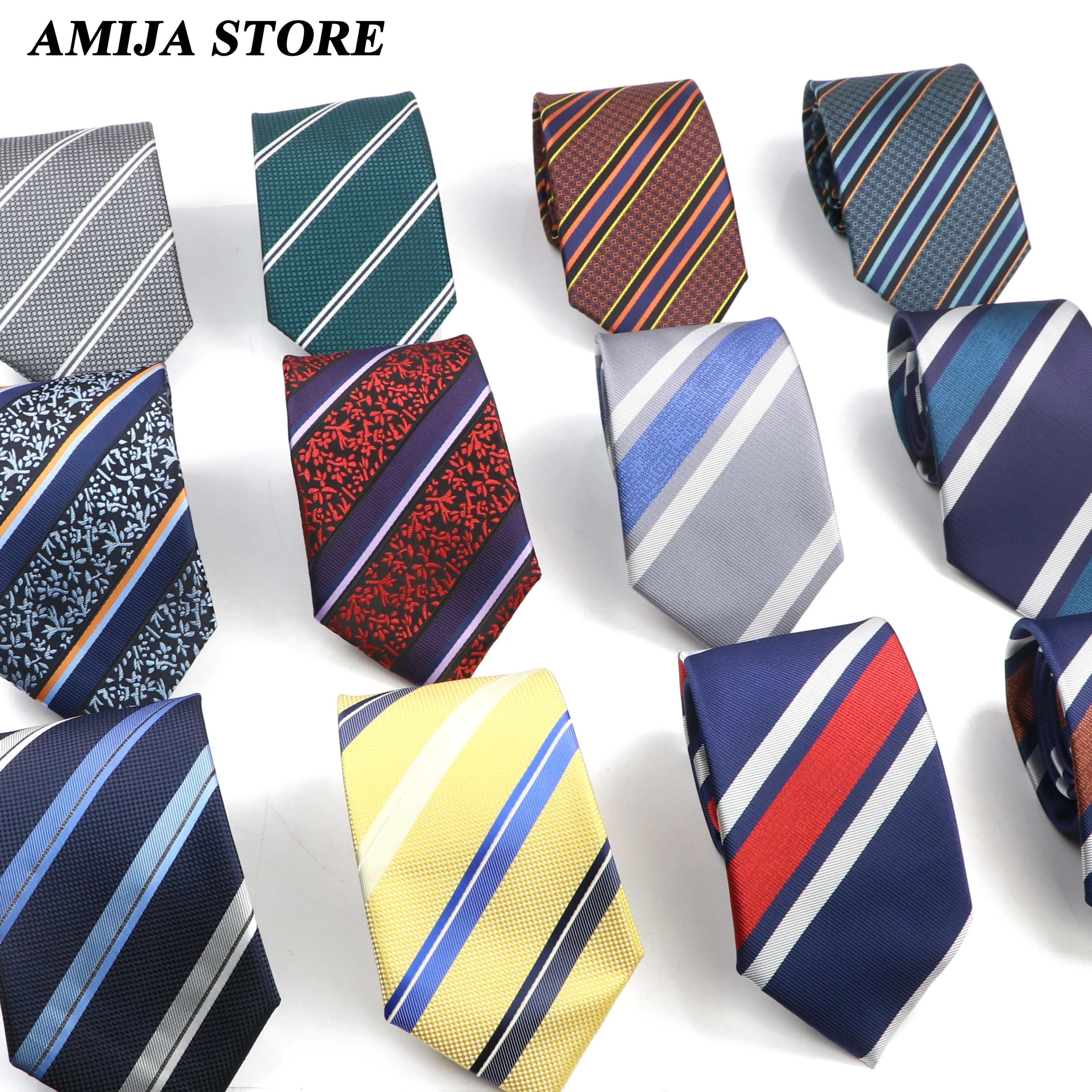 

Man Tie Gravatas Fashion Wholesale Striped 8 cm Necktie Wedding Accessories Blue Grey Floral Ties For Men Fit Group Party Office