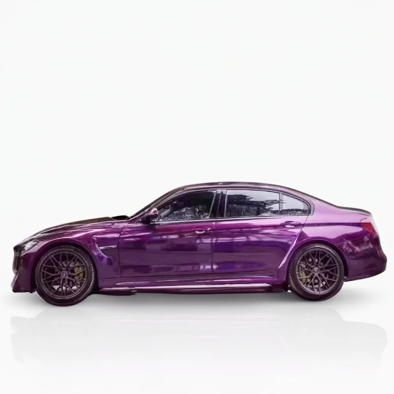 ฟิล์มไวนิลโครเมียมสีดำทองเมทัลลิกเงาพิเศษสำหรับเปลี่ยนสีรถยนต์ พร้อมกาวในตัว ป้องกันฟองอากาศ