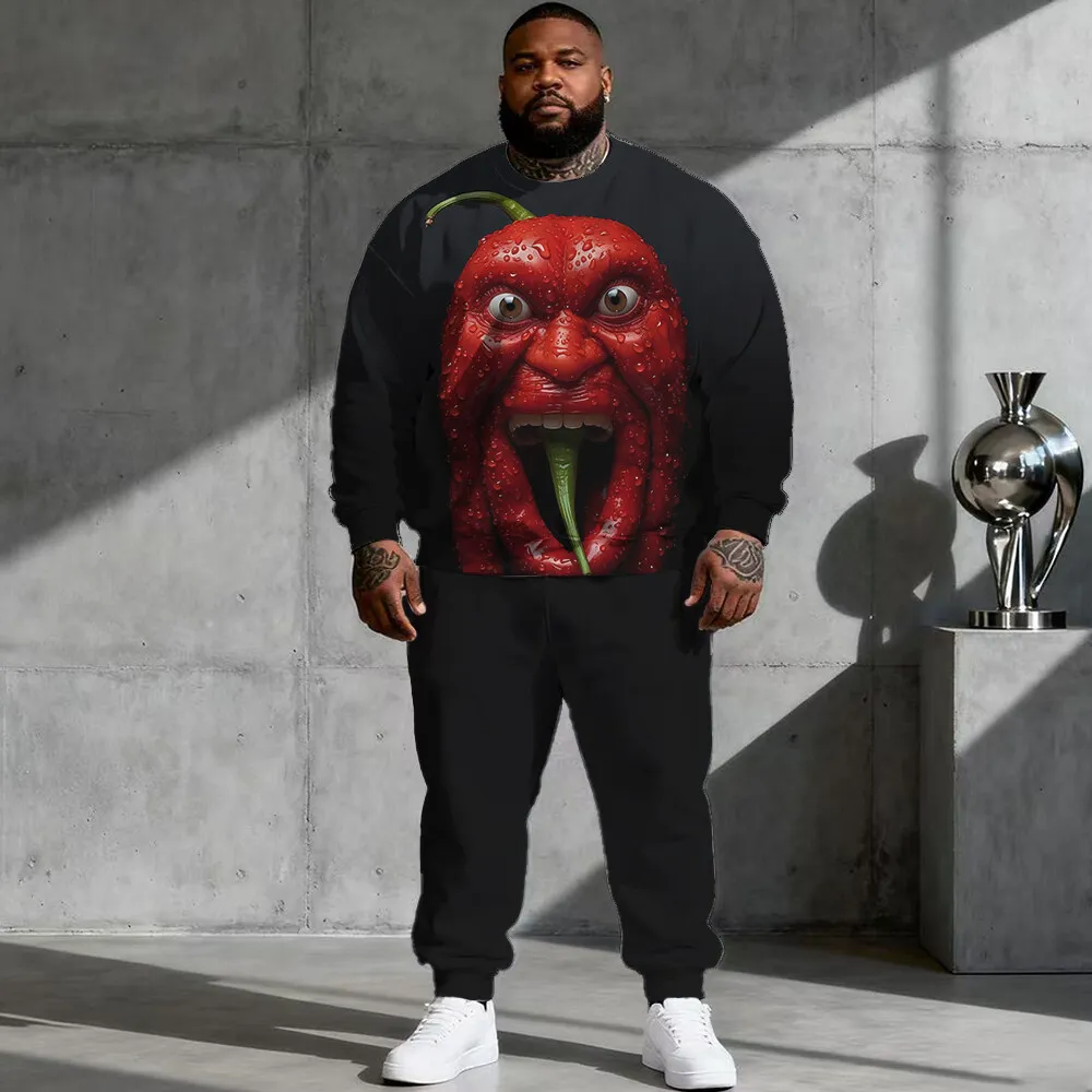 

S-9xl plus size Men's Hoodie Set: Funny Animal Vibes - 2-Piece Playful Trendy, Soft Warm Fabric, Whimsical Critter Prints