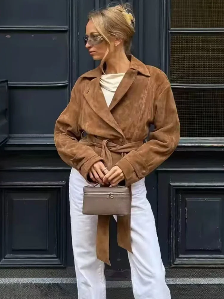 HH femmes élégant revers vestes col rabattu poche bouton à lacets décoration hiver femmes solide manches longues manteaux à la mode