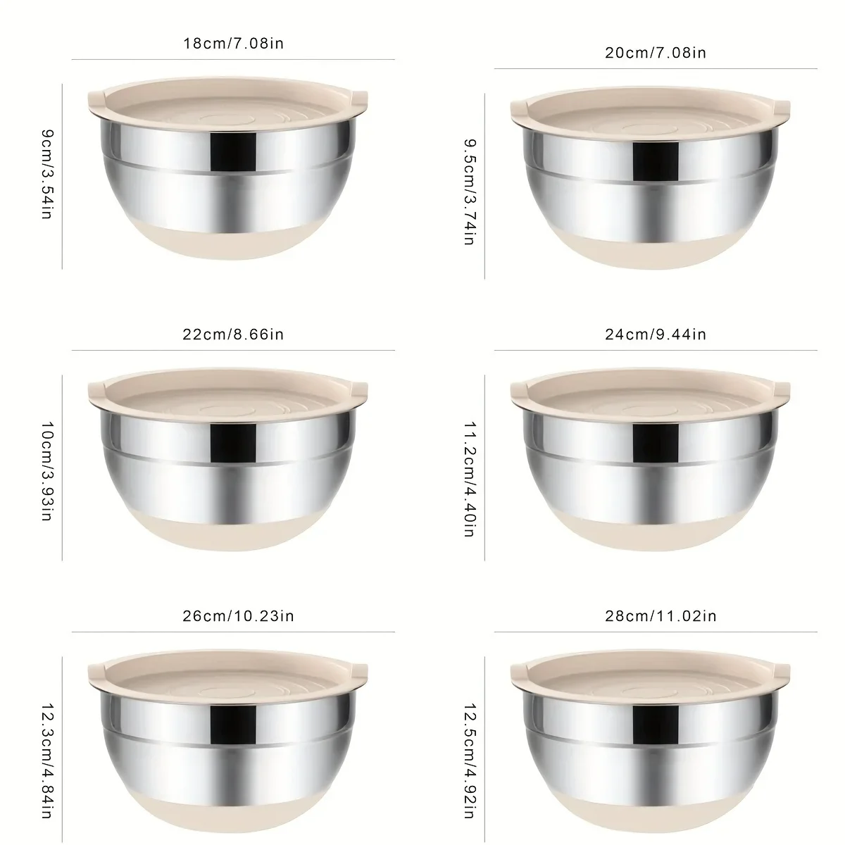 Mixing Bowls with Airtight Lids Set, SteelBowls with Grater Attachments, Gadgets Set, Great for Mixing & Serving