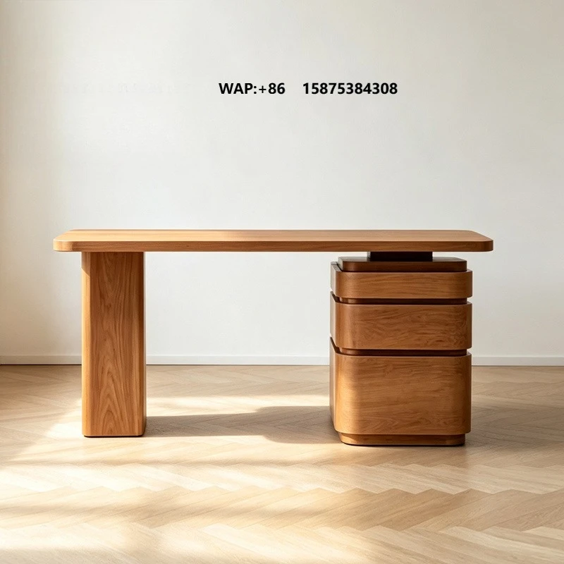 Modern Luxury Home Office Solid Wood boss Computer Table Burl Wood Desk with Swivel Drawers Vanity Desk for Makeup Custom