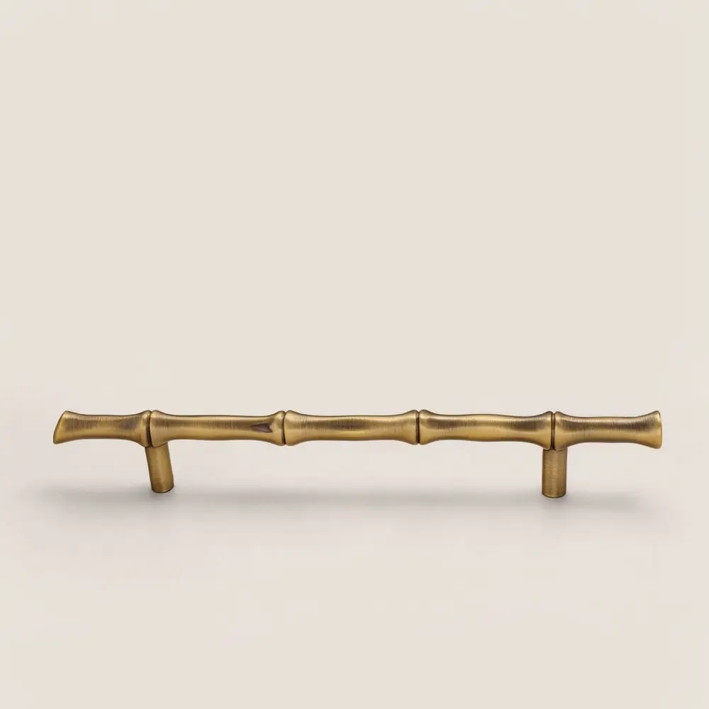Elegant Solid Brass Bamboo Furniture Handle Decorative Drawer Pull Antique Style Knob For Modern Wardrobe Cabinet Cupboard